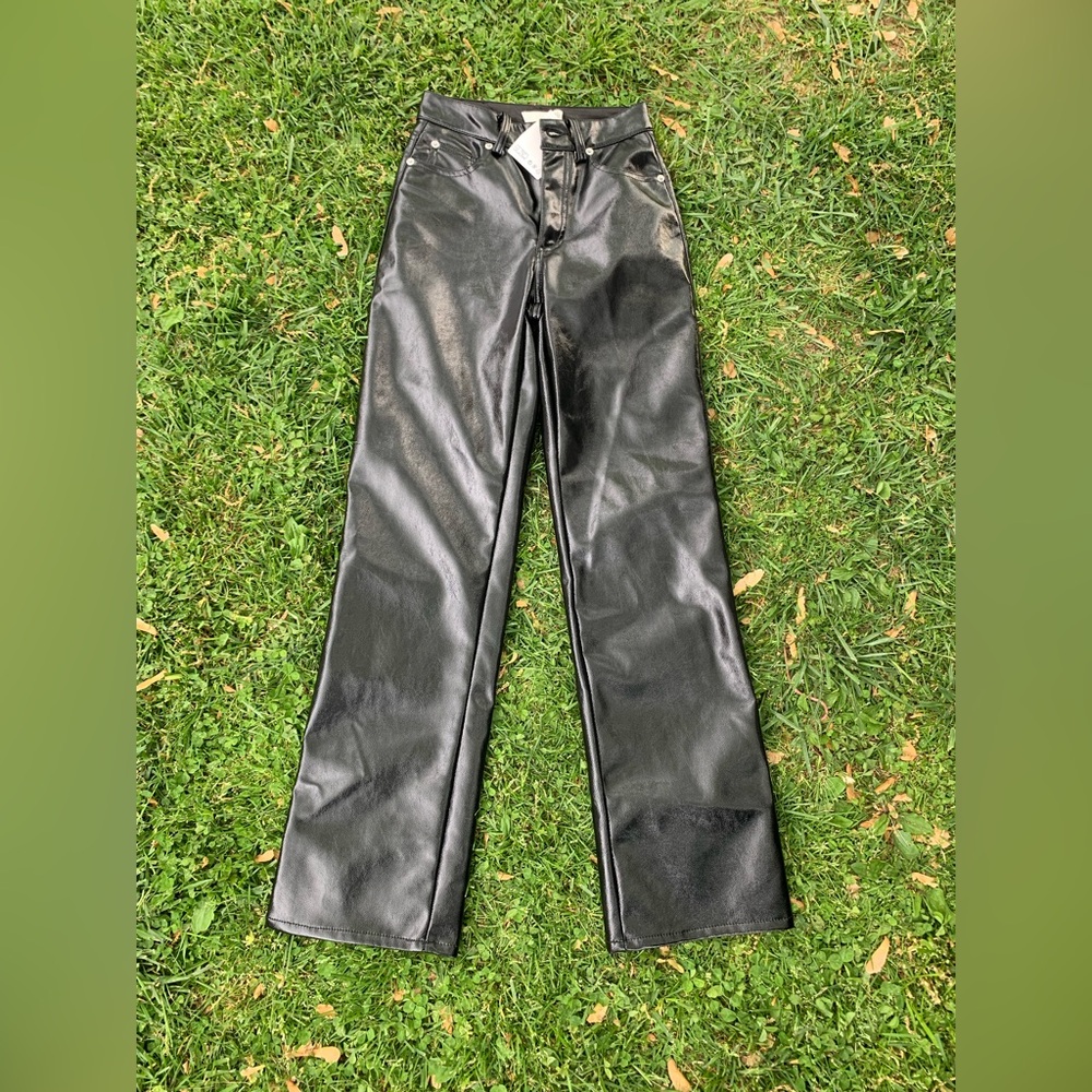 NWT H&M fax leather straight leg pants